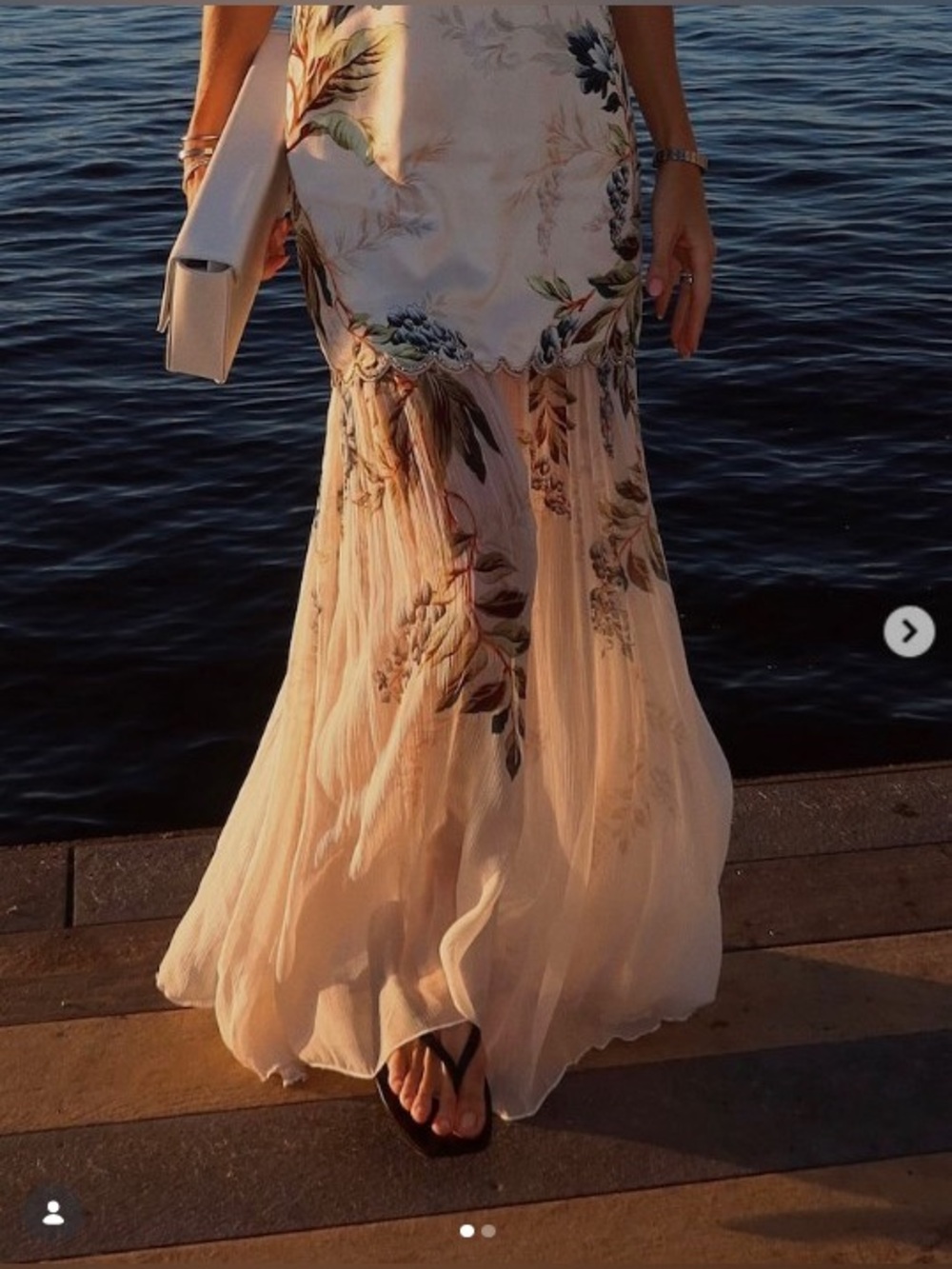 Antipodean Floral Print Dropped Waist La Mar Print Scallop Gown AU14/US10 NWT